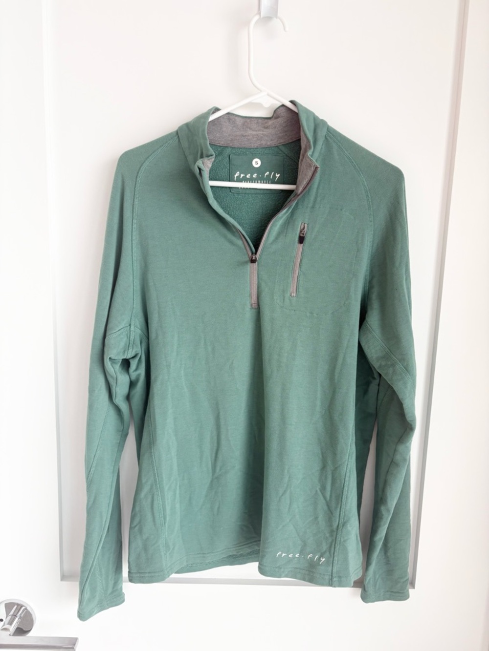 Men’s FreeFly Bamboo Quarter Zip Pullover Green Performance Top Small